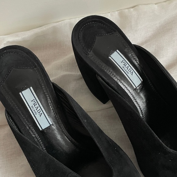 Like New Authentic Prada Black Suede Mules - Picture 2 of 3